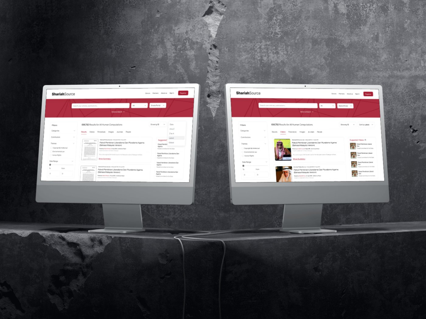 Search results across articles, journals, and videos