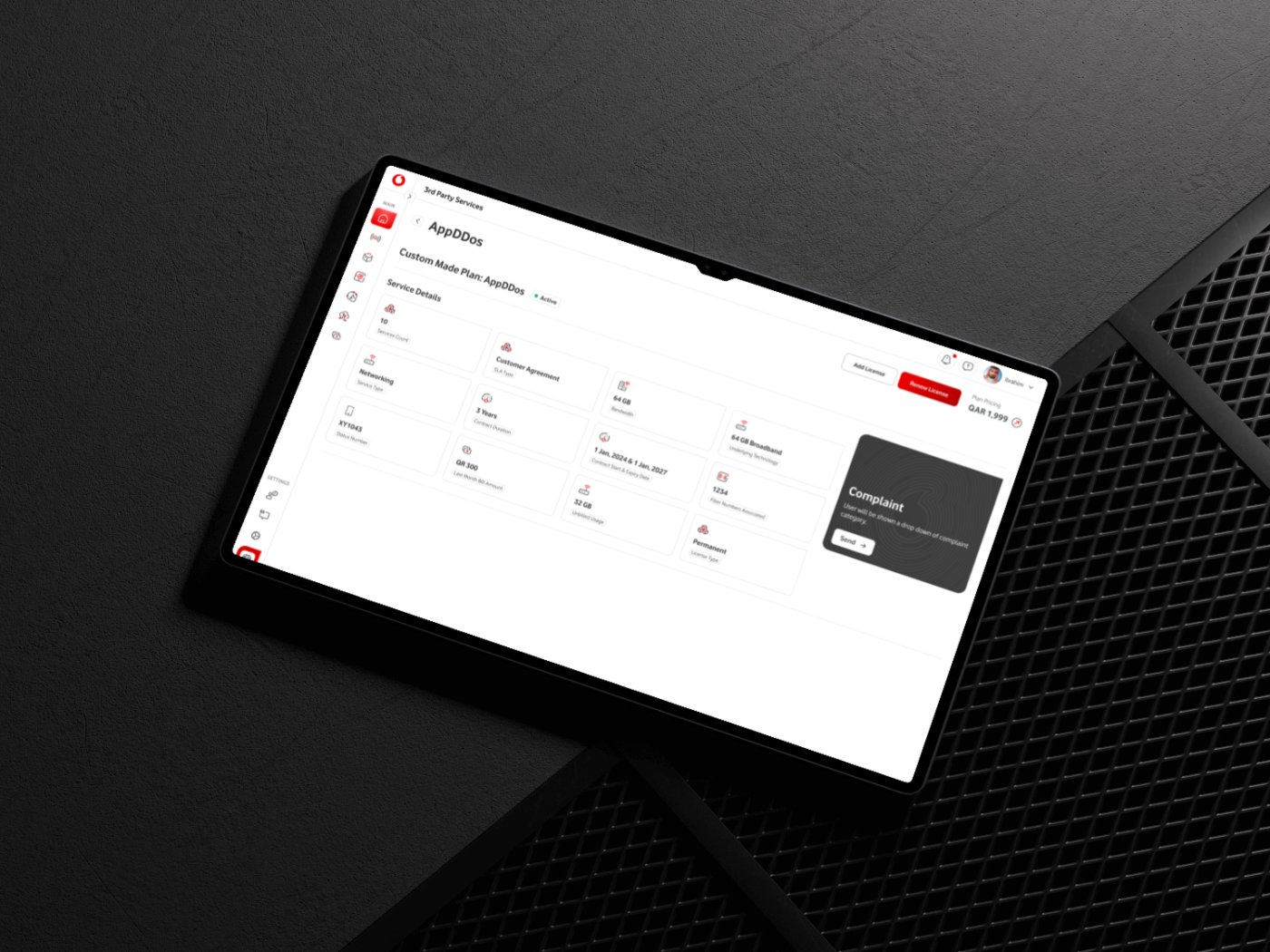 Third-party services module on tablet